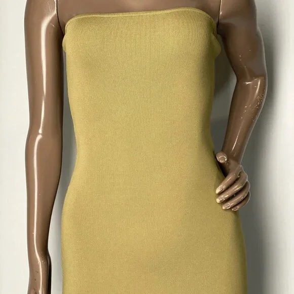 WeWoreWhat Women's Strapless Ribbed Knit Midi Dress Size M Willow Green WeWoreWhat Women's Strapless Ribbed Knit Midi Dress Size M Willow Green